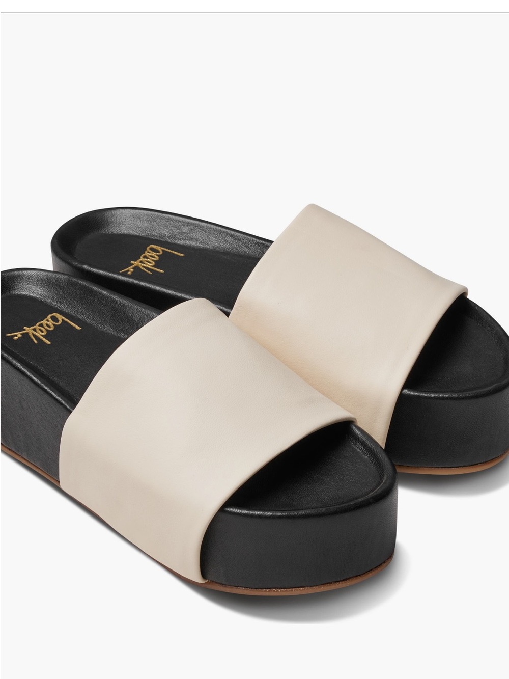 beek Albatross platform Cream Slide Mules with Black Platform